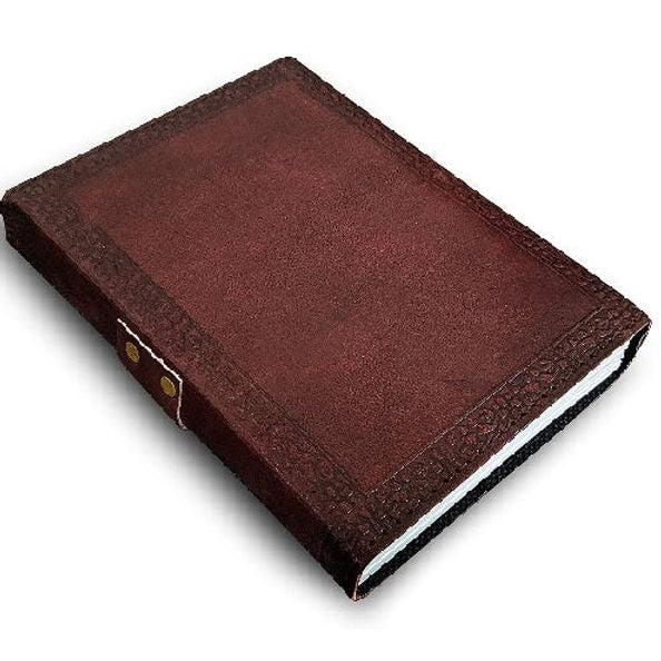 Craftshades – Metal Lock Single Stone Brown Embossed Design 7″5 Handcrafted Leather Journal/Diary 200 page | 100% Genuine Leather