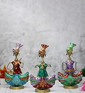 Handmade Artificial Marigold Fluffy Flowers Colorful Woolen Kite Bells Hangings 39 Inches Pack of 6