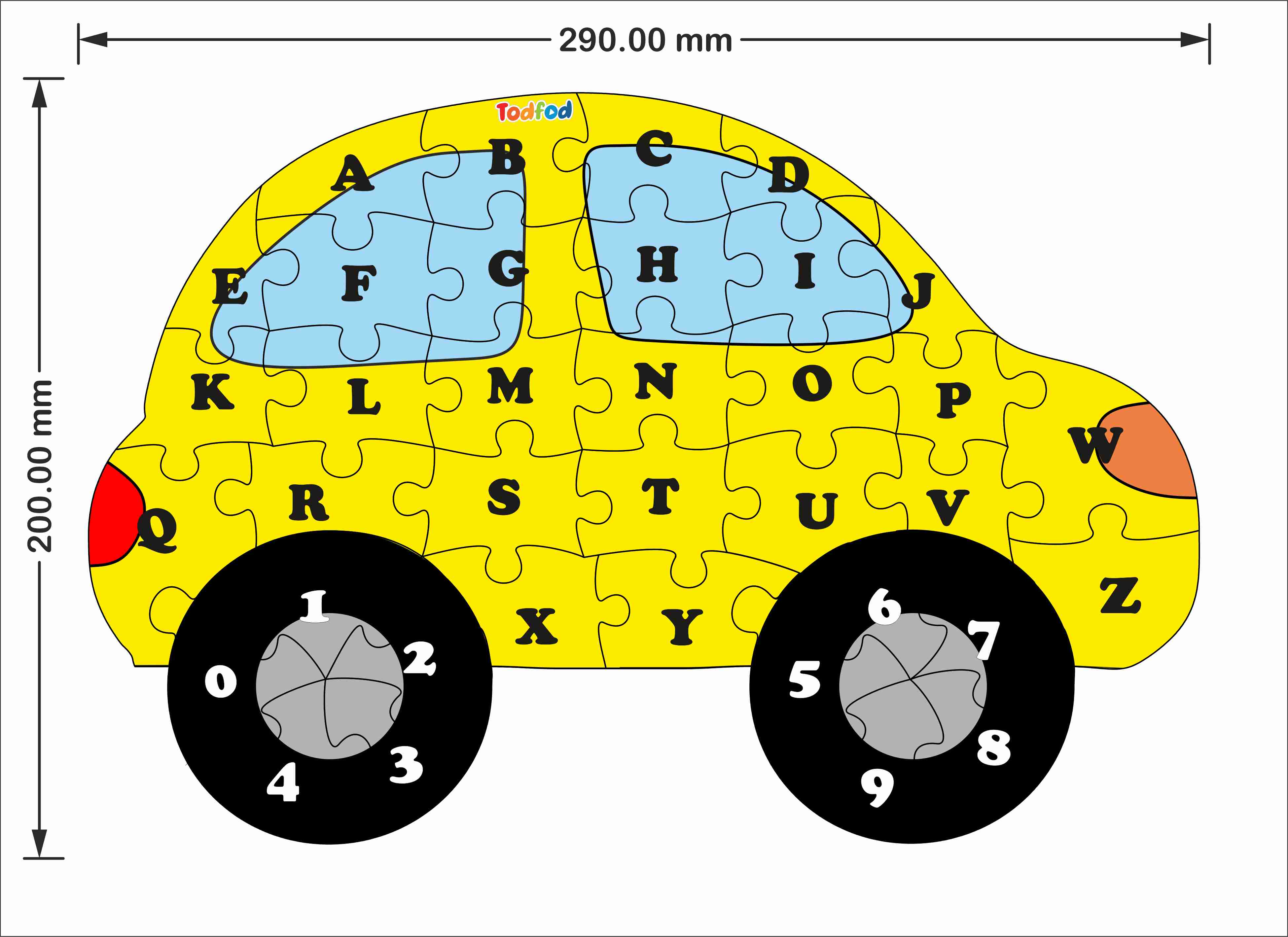 Wooden Jigsaw Puzzle – Car Shaped English Alphabets