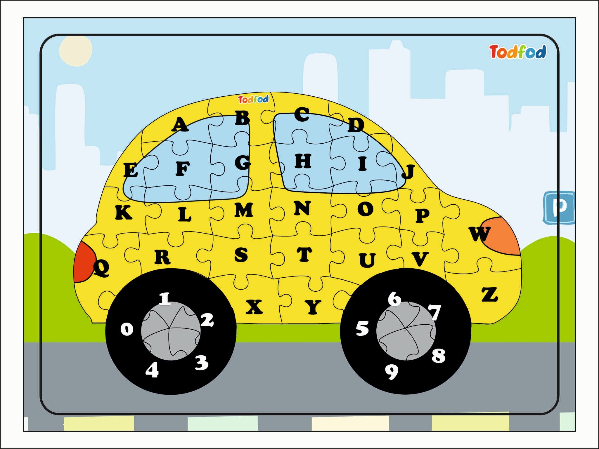 Wooden Jigsaw Puzzle – Car Shaped English Alphabets