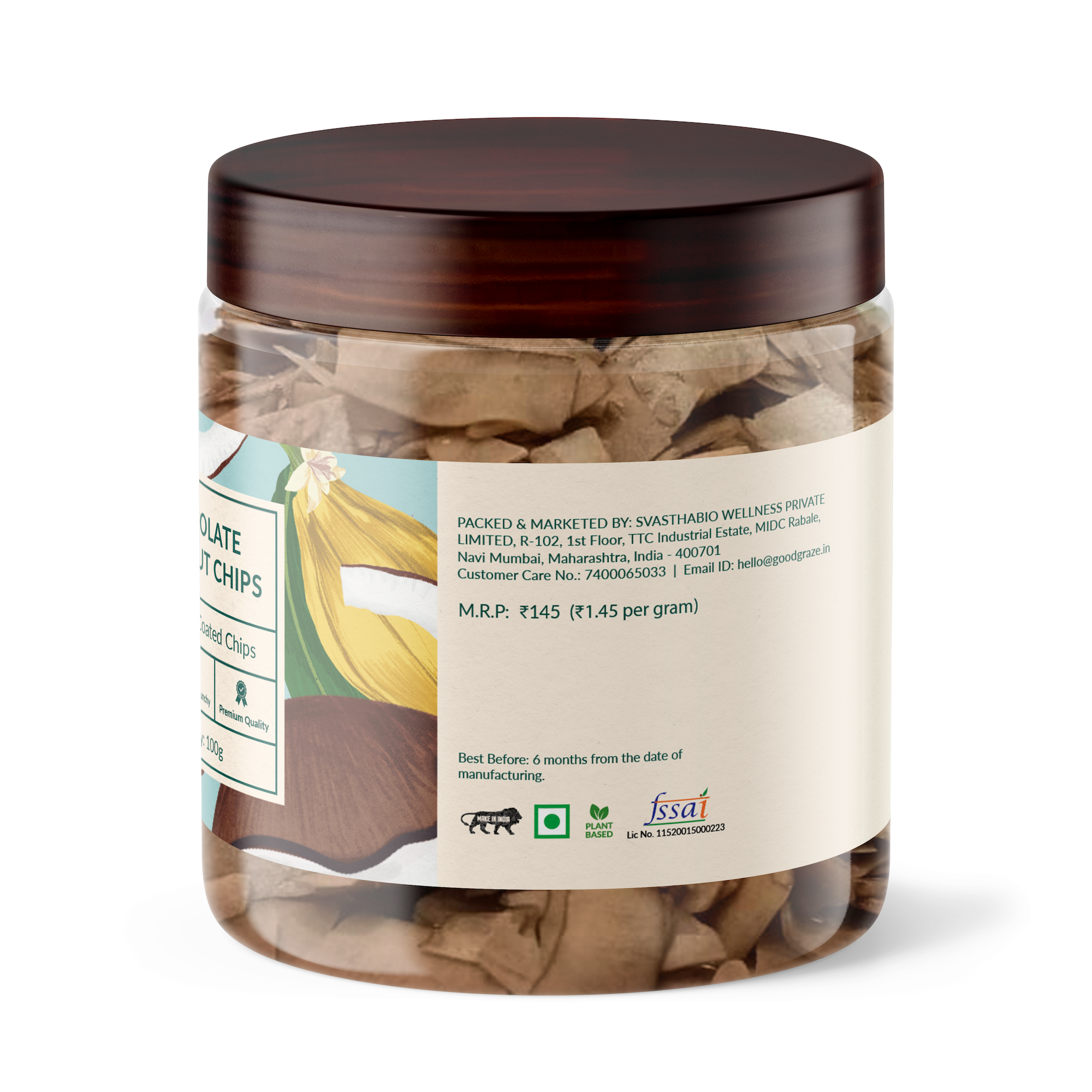 Good Graze Chocolate Coconut Chips - 200 gms - Pack of 2