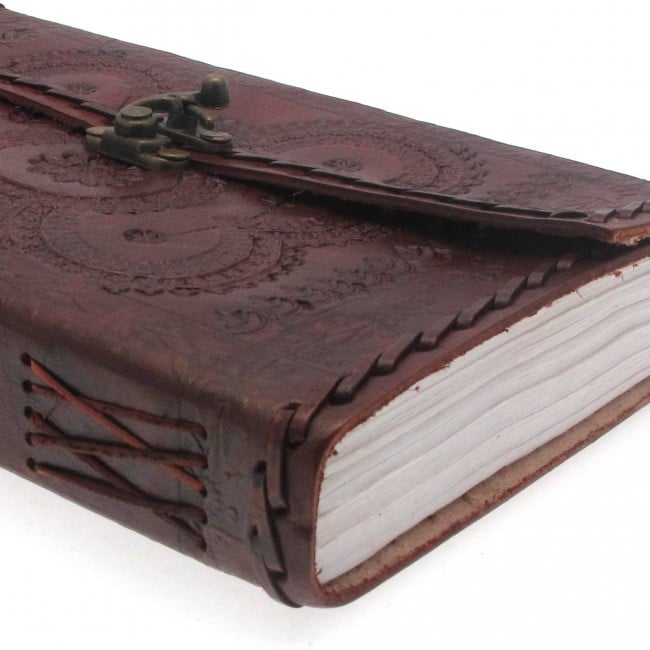 Craftshades – Vintage Dark Brown Shaded Flower Embossed Unique Design 7″5 Handcrafted Leather Journal/Diary 200 page | 100% Genuine Leather