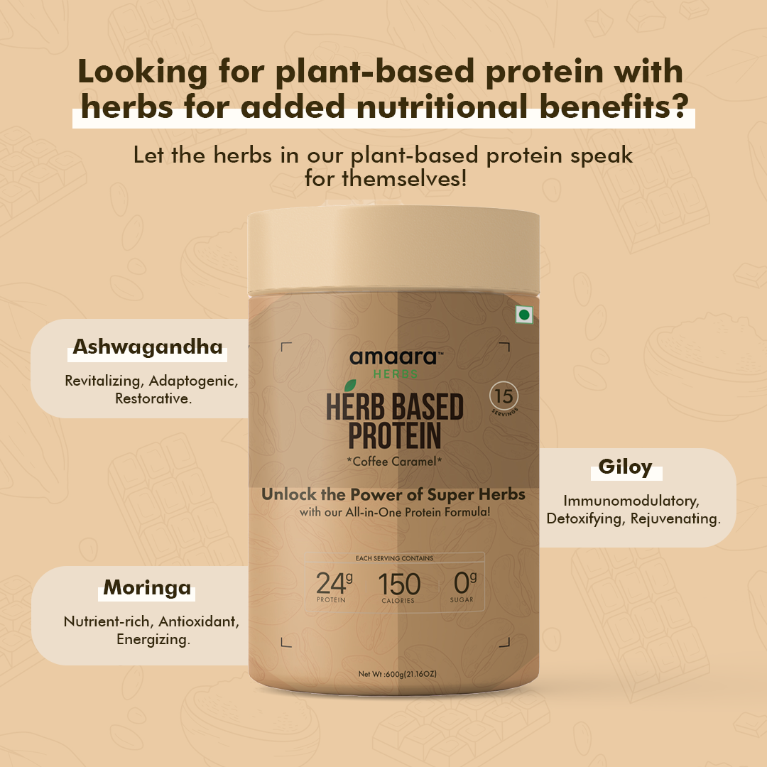 Amaara herbs Herb Based Protein Coffee Caramel - 600 gms