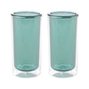 UMAI Double Wall Glass Coffee Mugs Set of 2 (250ml) | Green