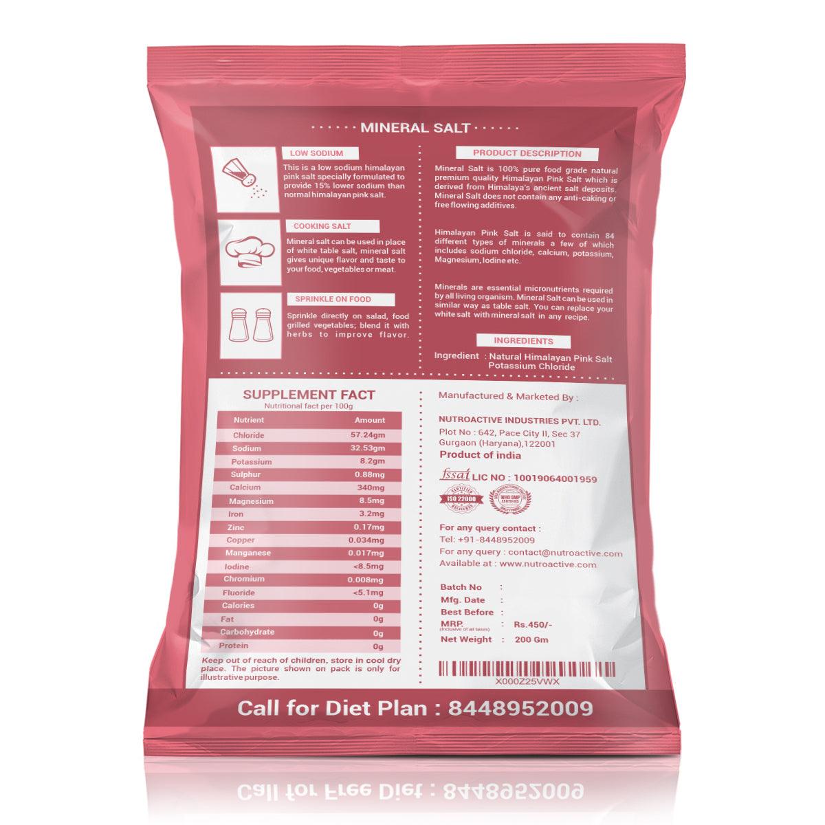 Diabexy NutroActive MineralSalt Low Sodium Himalayan Rock Pink Salt - 200 gms