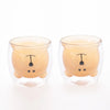 UMAI Pack of 2: Cute Teddy Bear Double Walled Borosilicate Glass Mugs | 250ml | Amber