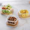 USHA SHRIRAM Borosilicate Food Containers with Bamboo Lid | 3pcs 320ml 520ml 800ml | Microwave Safe