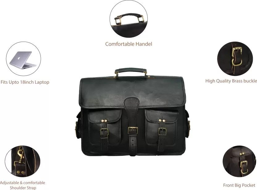 Craftshades – 11*15 Inch 4 Pockets Handcrafted Leather Bag| 100% Genuine Leather