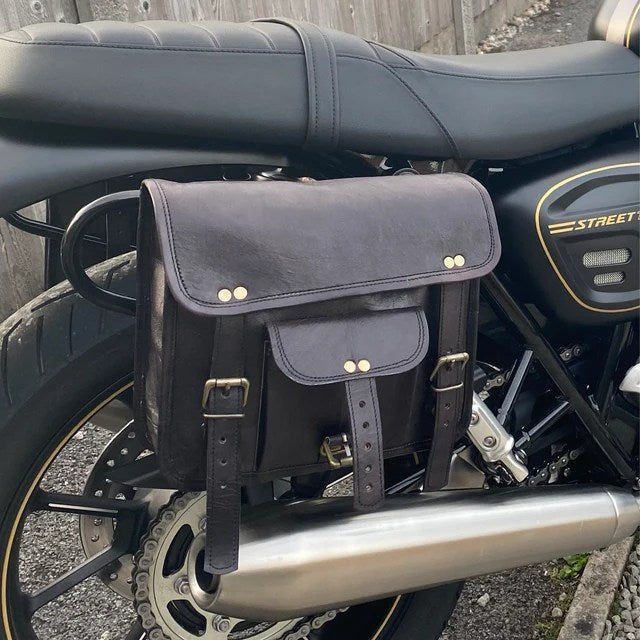 Leather Motorcycle Black Side bags 