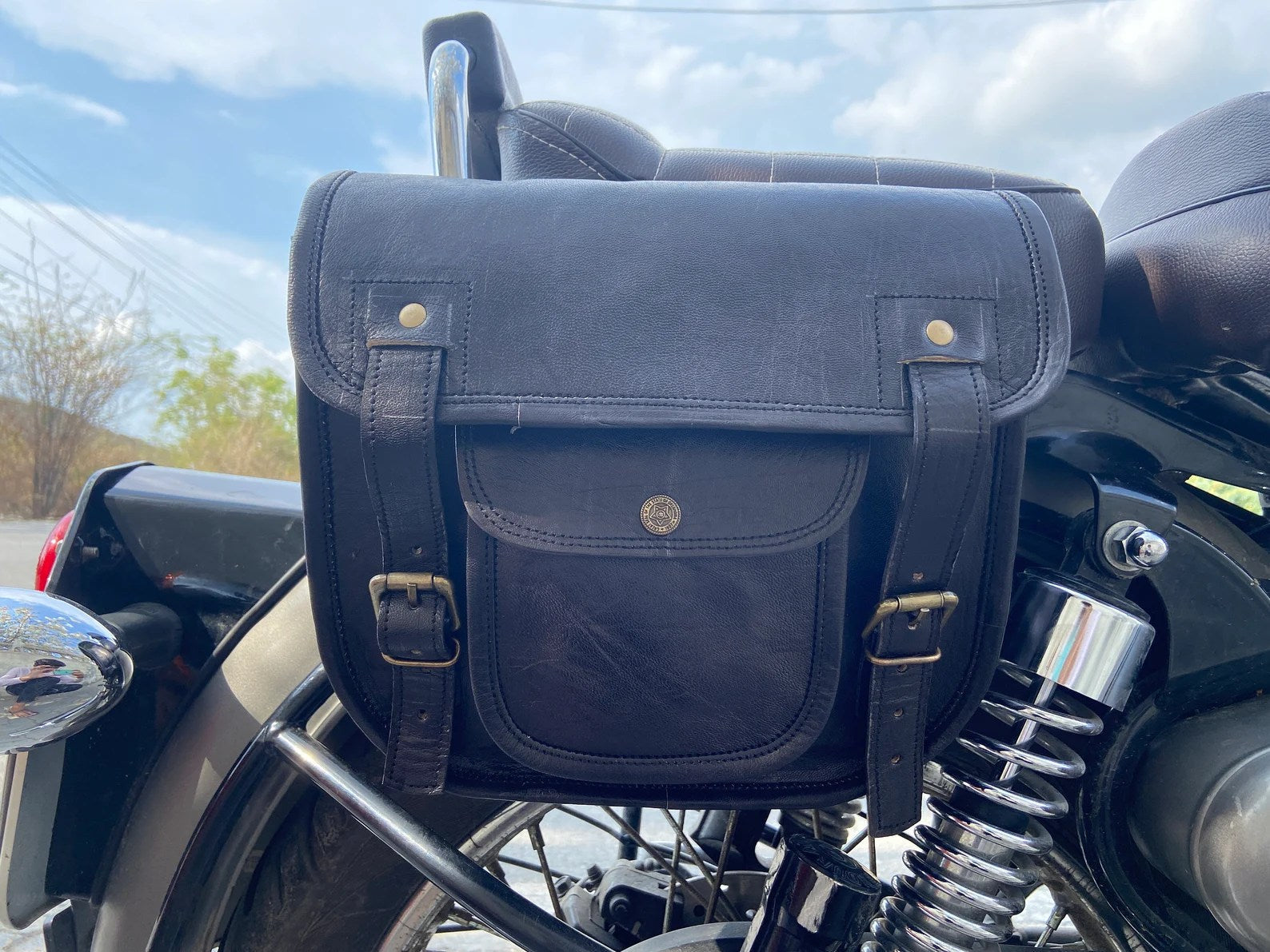 Craftshades Motorcycle Saddlebags Leather Bag Black Saddle Panniers Bags Large Bike Luggage 2 BAGS