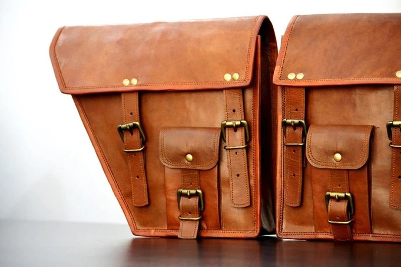 Craftshades Mothers Day Gift Leather Bike Bag pair saddle bag set of 2 bags panniers bag for bikers messenger bag