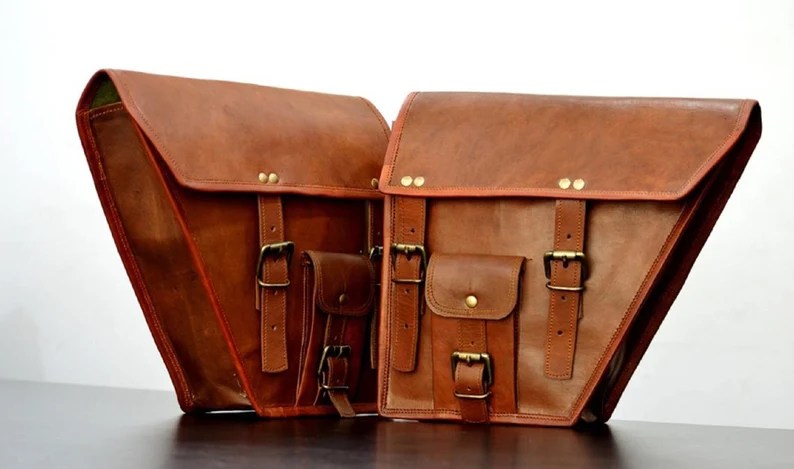 Craftshades Mothers Day Gift Leather Bike Bag pair saddle bag set of 2 bags panniers bag for bikers messenger bag