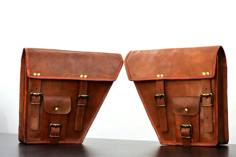 Craftshades Mothers Day Gift Leather Bike Bag pair saddle bag set of 2 bags panniers bag for bikers messenger bag