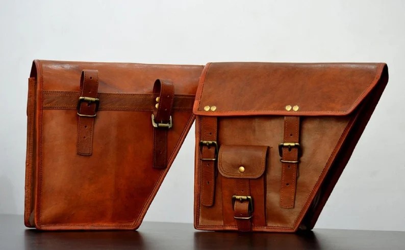 Craftshades Mothers Day Gift Leather Bike Bag pair saddle bag set of 2 bags panniers bag for bikers messenger bag