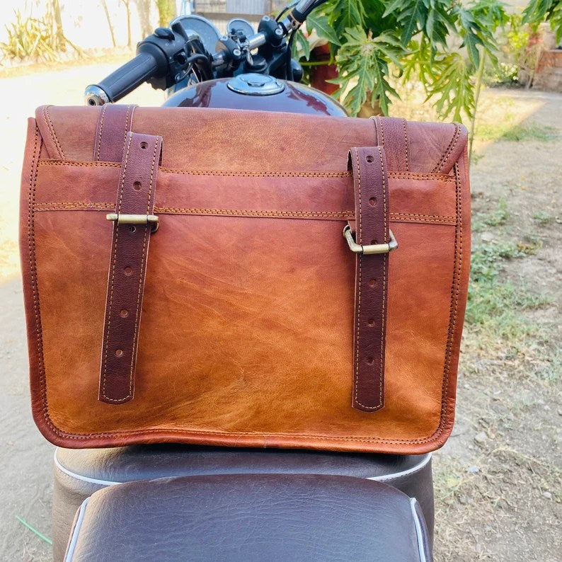 CraftShades bike bag motorcycle bags Leather bike bag saddle pannier bag bike tail bag leather side pouch bag