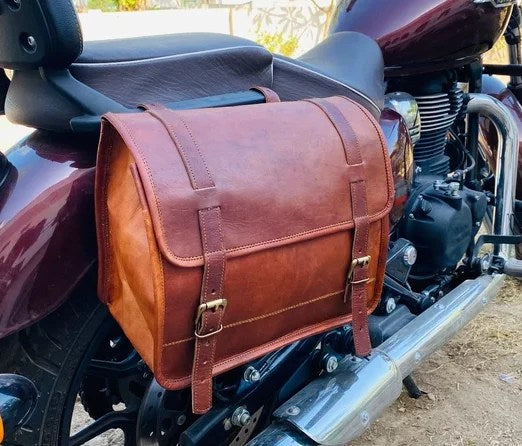 CraftShades bike bag motorcycle bags Leather bike bag saddle pannier bag bike tail bag leather side pouch bag