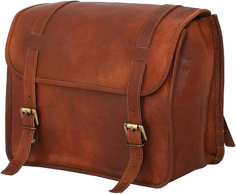 CraftShades bike bag motorcycle bags Leather bike bag saddle pannier bag bike tail bag leather side pouch bag