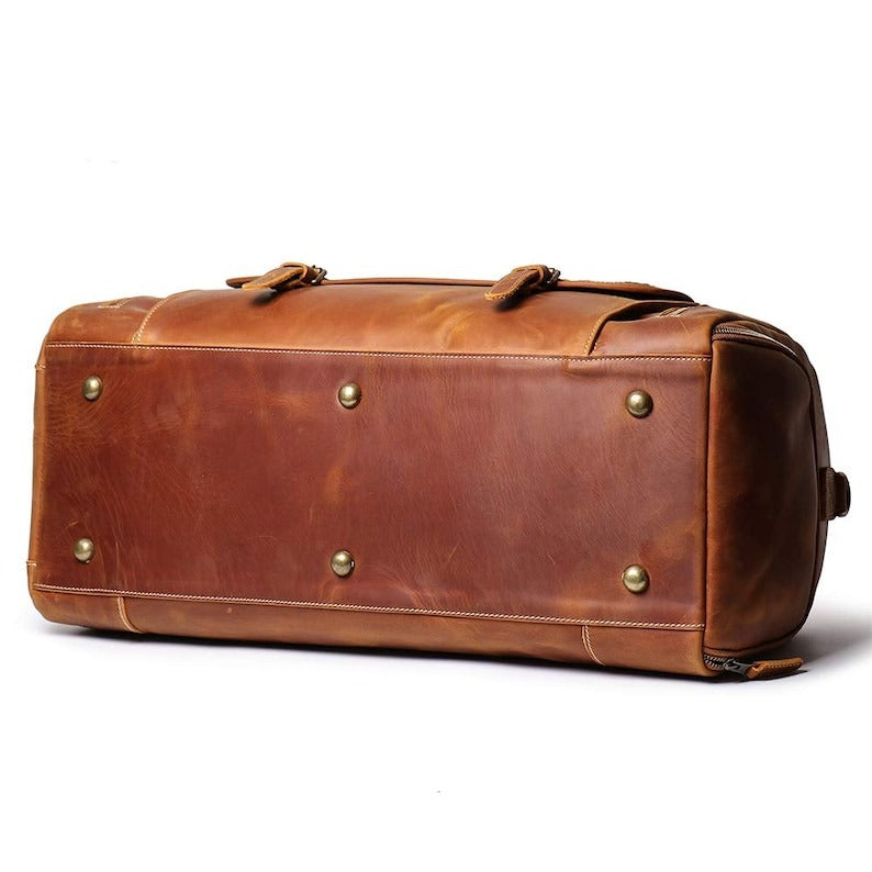 CraftShades: 20 inch Buffalo Leather Duffle Bag with Shoes Compartment| 100% Genuine Leather