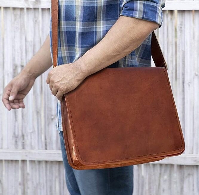 Craftshades – 11*15″ Plain Handcrafted Goat Leather Full Flap Bag | 100% Genuine Leather