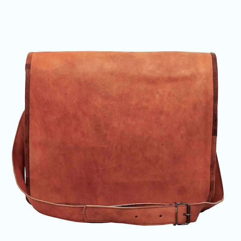Craftshades – 11*15″ Plain Handcrafted Goat Leather Full Flap Bag | 100% Genuine Leather