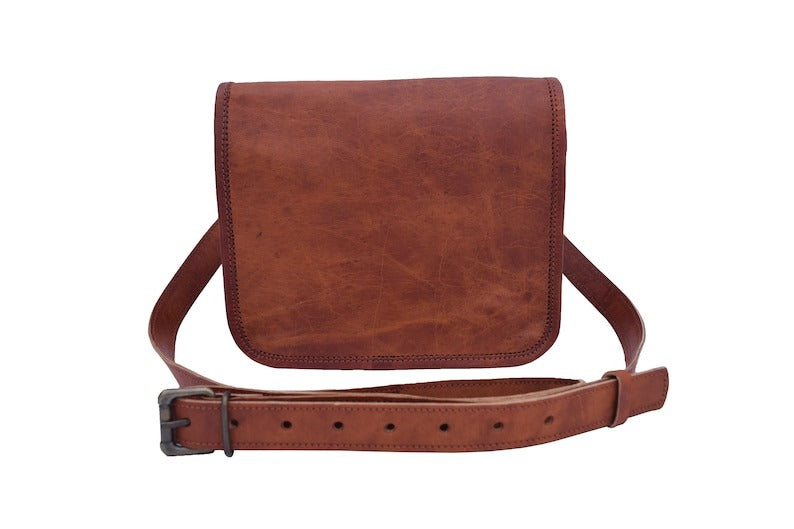 Craftshades – 9*11 inches Full Flap Handcrafted Goat Leather Messenger Bag | 100% Genuine Leather