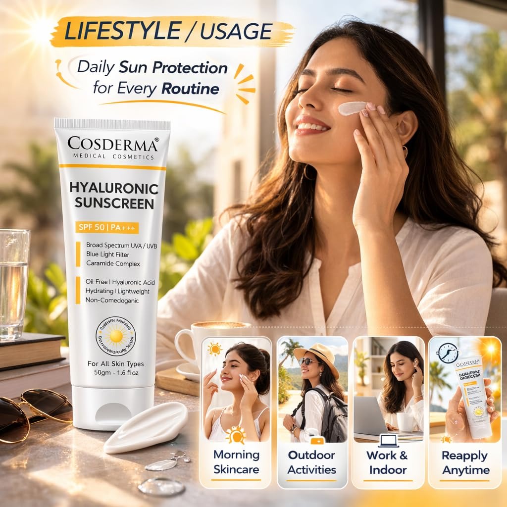 Cosderma Hyaluronic Sunscreen with Ceramide Complex SPF 50 PA+++ UVA,U ...