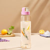 Borosil Crysto Glass Water Bottle with Pink Lid 750 ml