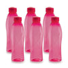 CELLO Texas PET Bottle | Leak Proof and Break Proof 1 Litre, Set of 6 - Pink