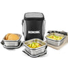 Borosil Feast Steel Square Tiffin Box Set of 3 (400ml each)