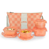 Borosil Larah ColorMate Daisy Universal Lunch Box Pink Set of 4 (320ml x 2 + 240ml x 2)