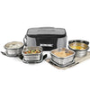 Borosil Feast Steel Tiffin Box Set of 4 (2 Square + 2 Round 400ml each)