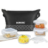 Borosil Zest Glass Lunch Box Daisy Bag Set of 4 - Black