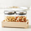 Borosil 2 Classic Glass Jars with Wooden Tray
