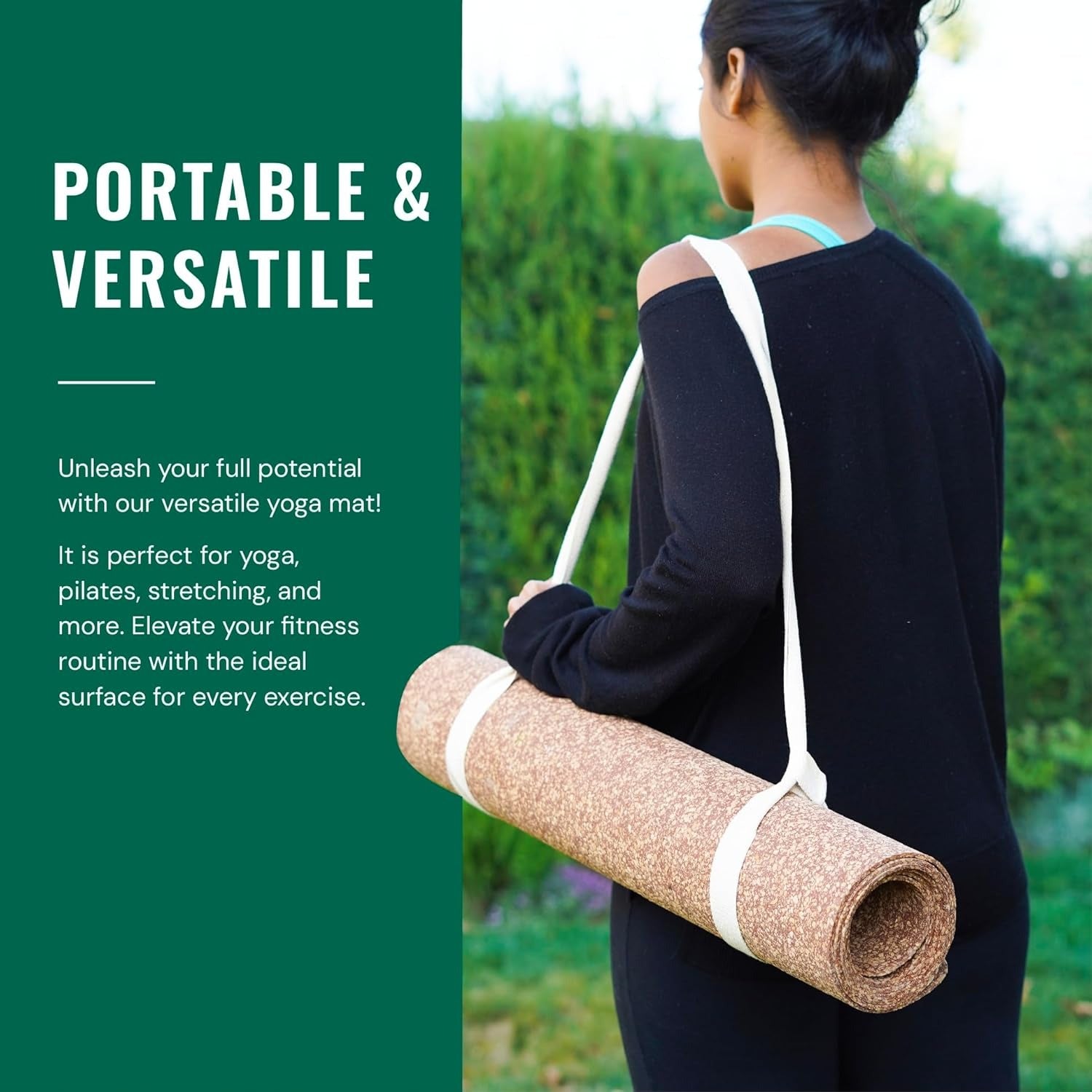 Pandabee Cork Yoga Mat with Carrying Strap
