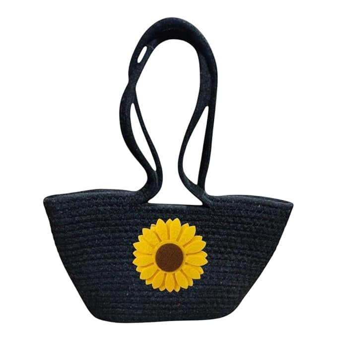 Women's Stylish Straw & Polyester Tote Handbag