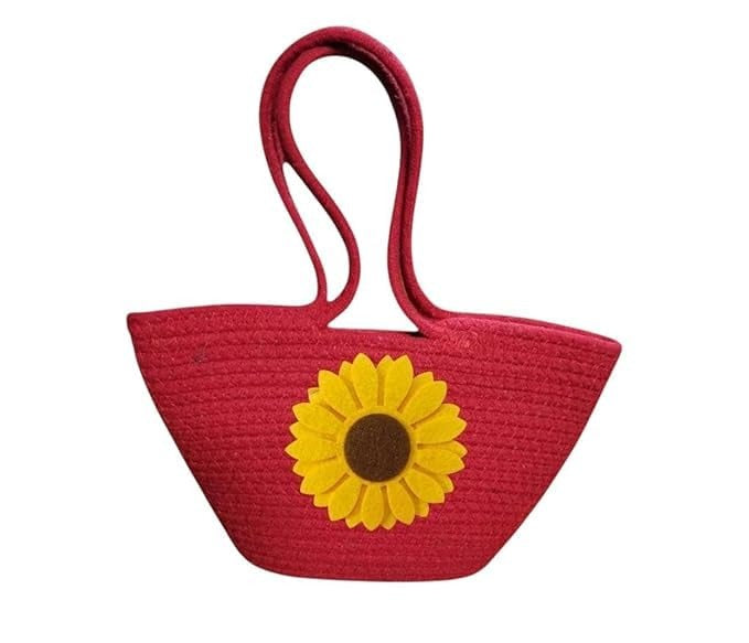 Women's Stylish Straw & Polyester Tote Handbag