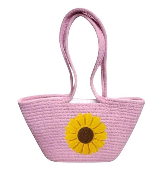 Women's Stylish Straw & Polyester Tote Handbag