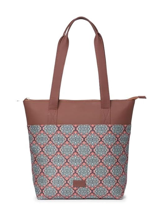 Zouk Printed Women's Jute Handcrafted & Leather Everyday Tote Bag