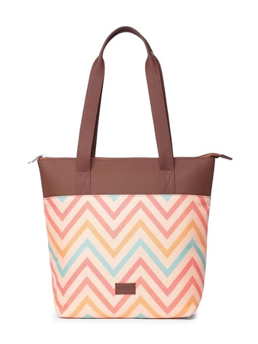 Zouk Printed Women's Jute Handcrafted & Leather Everyday Tote Bag