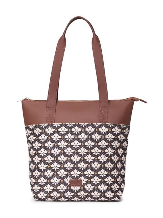 Zouk Printed Women's Jute Handcrafted & Leather Everyday Tote Bag