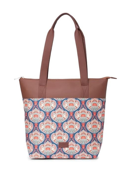 Zouk Printed Women's Jute Handcrafted & Leather Everyday Tote Bag