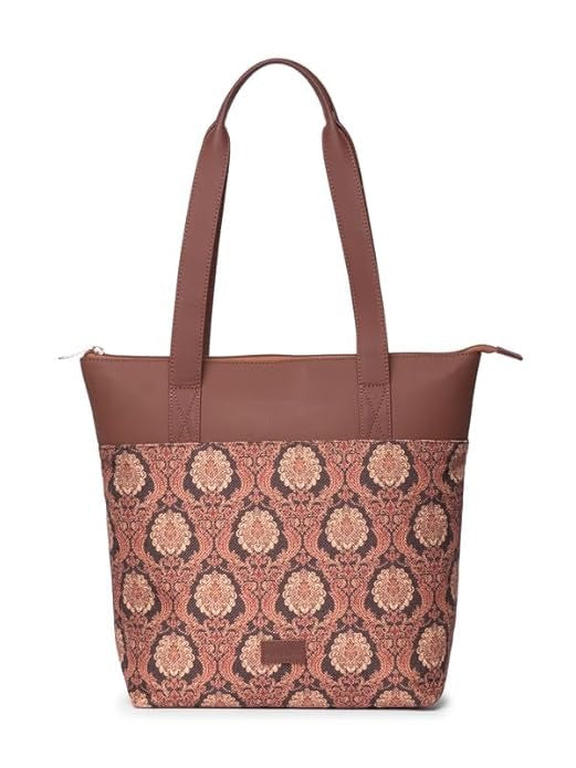 Zouk Printed Women's Jute Handcrafted & Leather Everyday Tote Bag