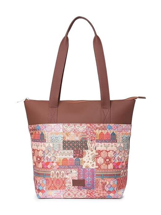Zouk Printed Women's Jute Handcrafted & Leather Everyday Tote Bag