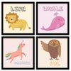 Kotart Educational Animal Frames for Kids Room Wall Decor Set of 4