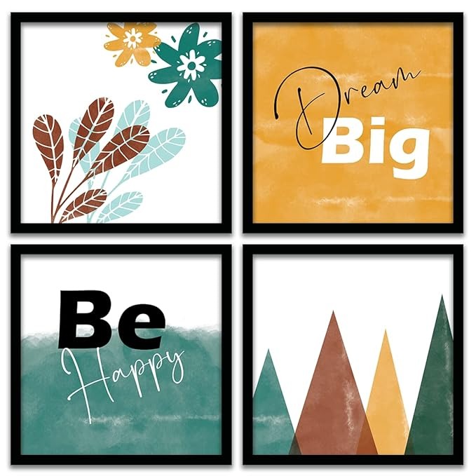 Kotart Dream Big Quotes Frames for Wall Decor Wall Poster with Frame for Room Set of 4