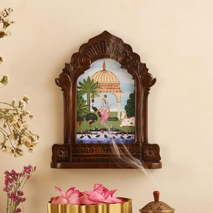 Ritualistic Lord Krishna Wall Sculpture for Home Decoration Wall Painting for Living Room Metal Wall Décor pack of 1