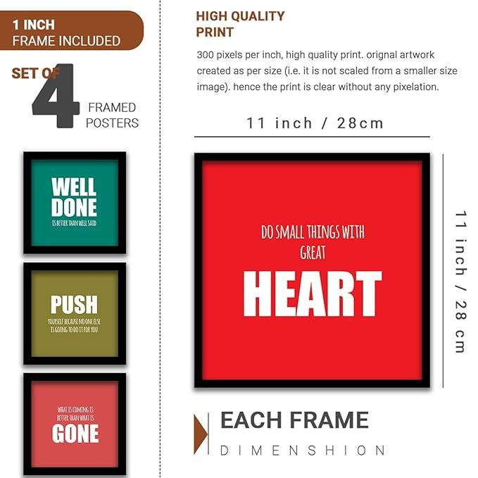 Kotart Do Small Things Motivational Quotes Frames for Wall Decor Set of 4