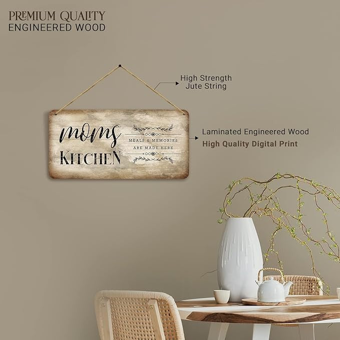 Kotart Moms Kitchen MDF Wall Hanging Home Decor Items for Kitchen Cafe Restaurant Bar