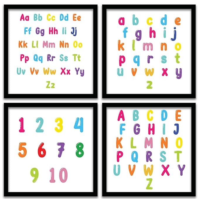 Kotart Educational Alphabets Frames for Kids Room Wall Decor Set of 4