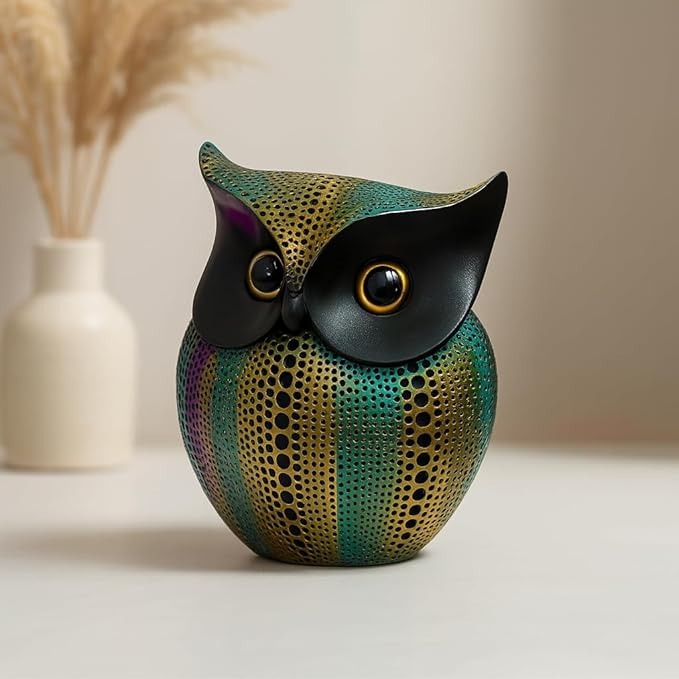 Xtore Modern Classy Lucky Owl Resin Art Figure Showpiece
